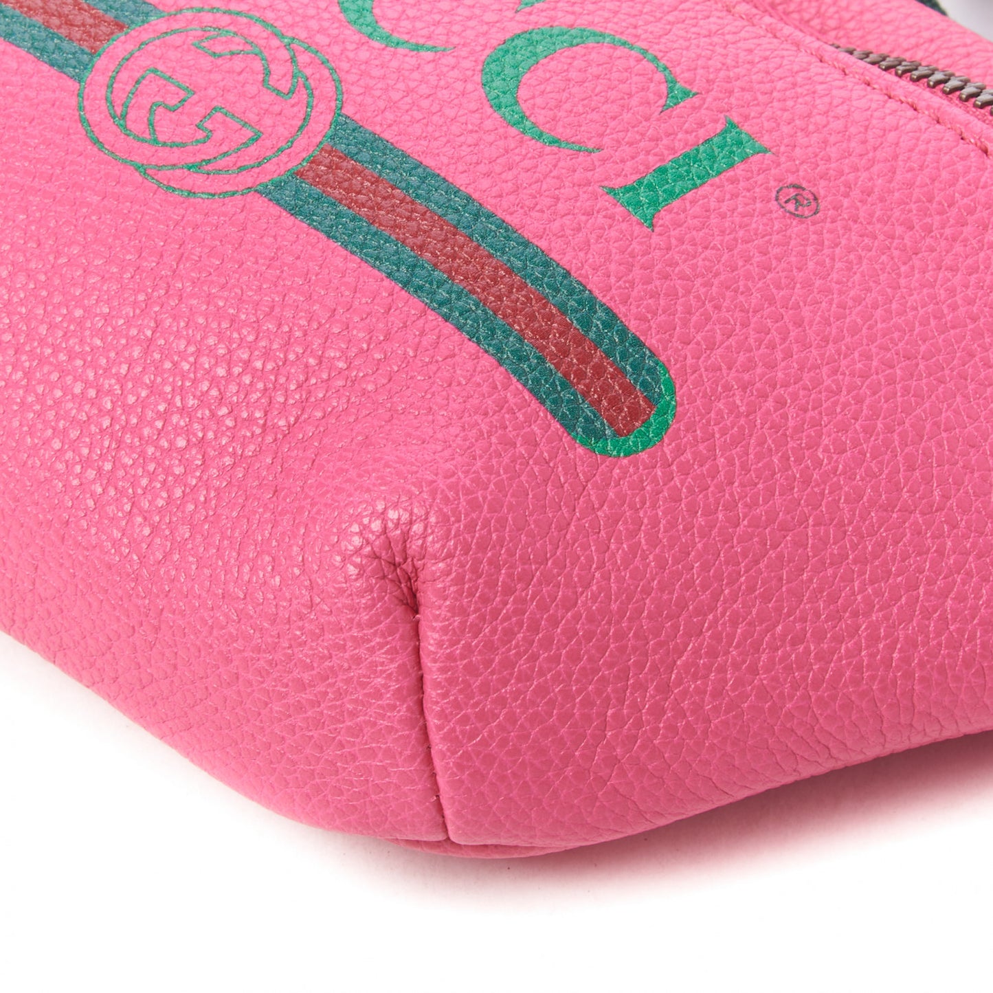 Grained Calfskin Small Logo Belt Bag Box Pink Green