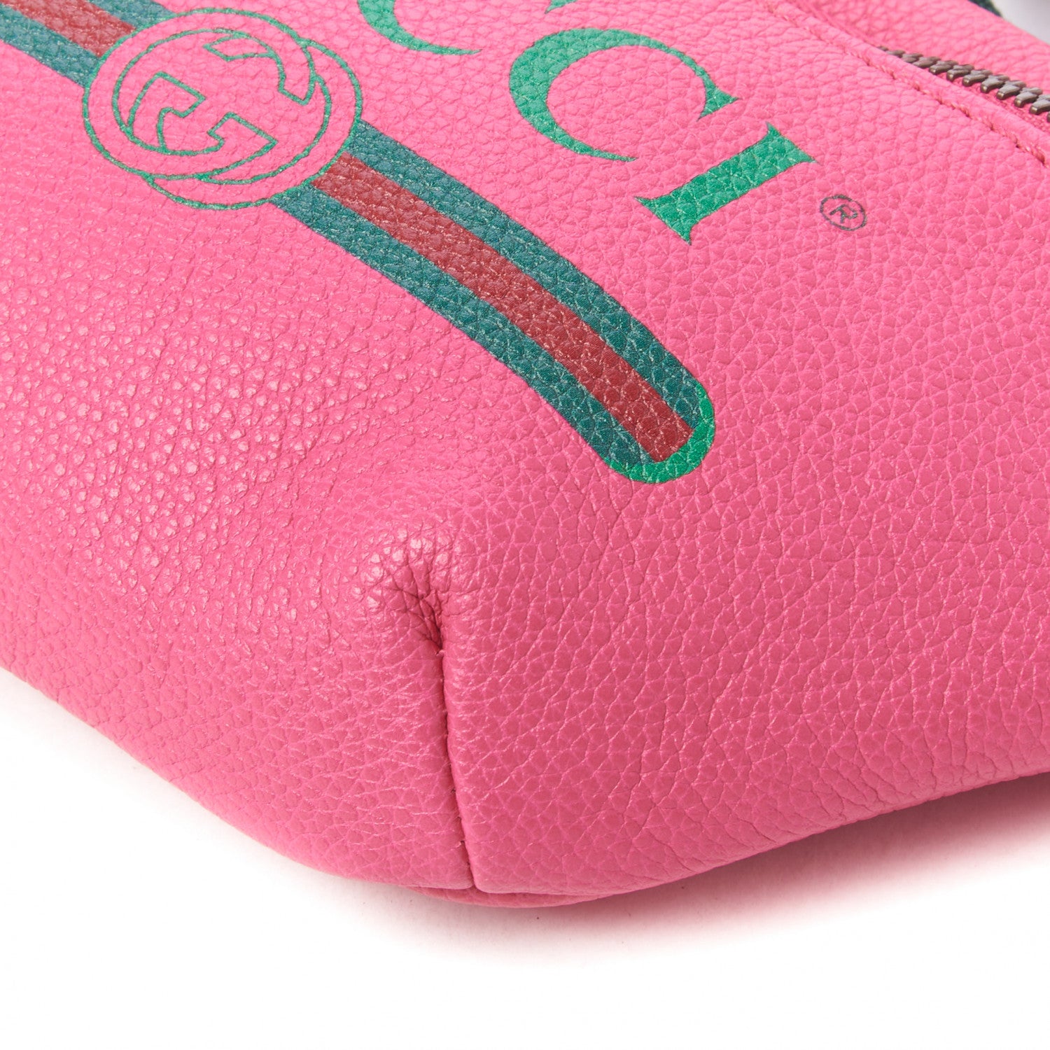 Gucci Grained Calfskin Small Logo Belt Bag Box Pink Green 8 of 9