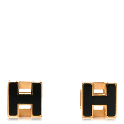 Hermes Gold Lacquered Cage d'H Earrings Black 1 of 5