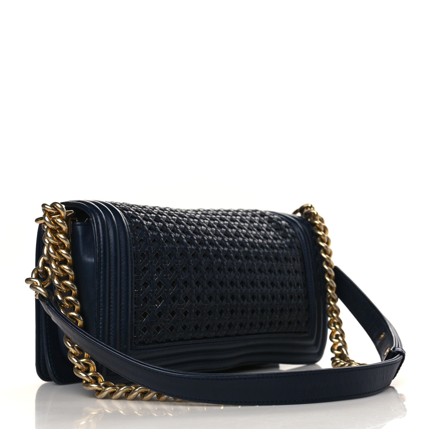 Chanel Braided Sheepskin Medium Boy Flap Navy 3 of 9