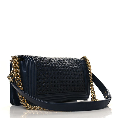 Chanel Braided Sheepskin Medium Boy Flap Navy 3 of 9