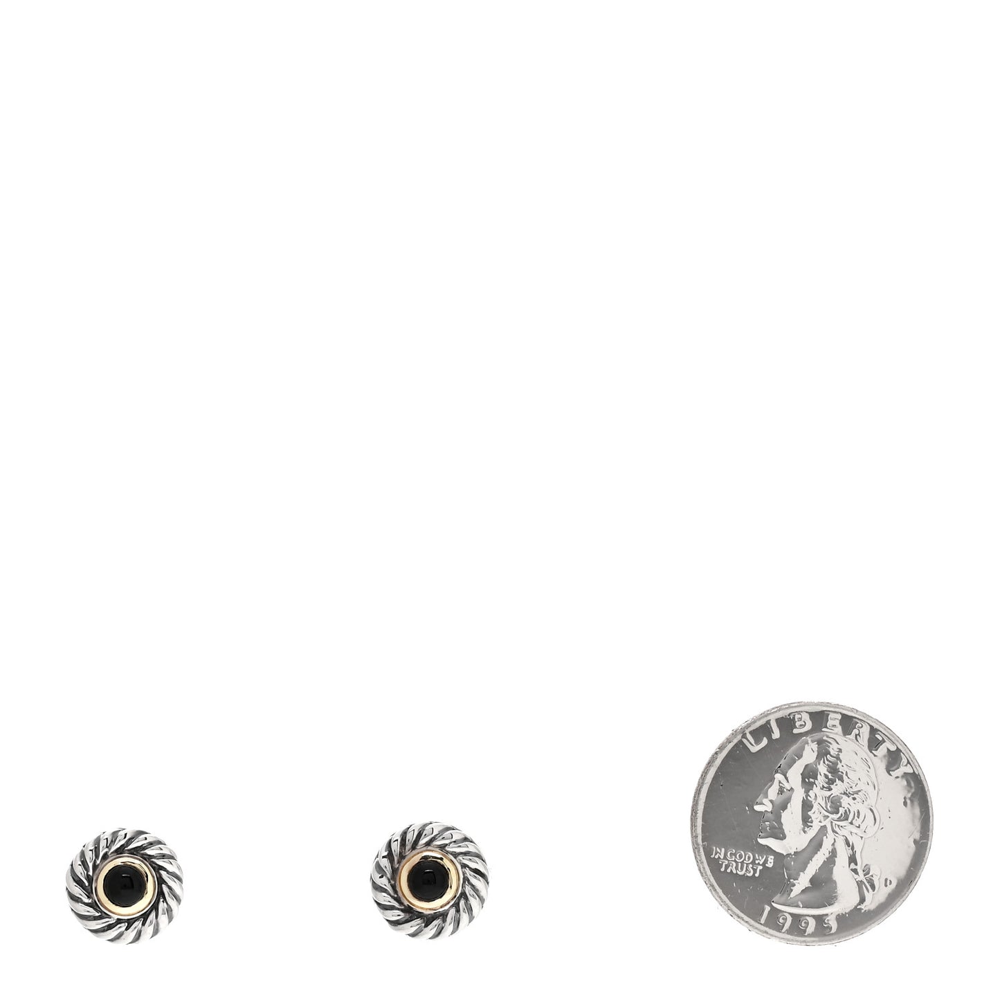 Sterling Silver 14K Yellow Gold Black Onyx Cookie Earrings