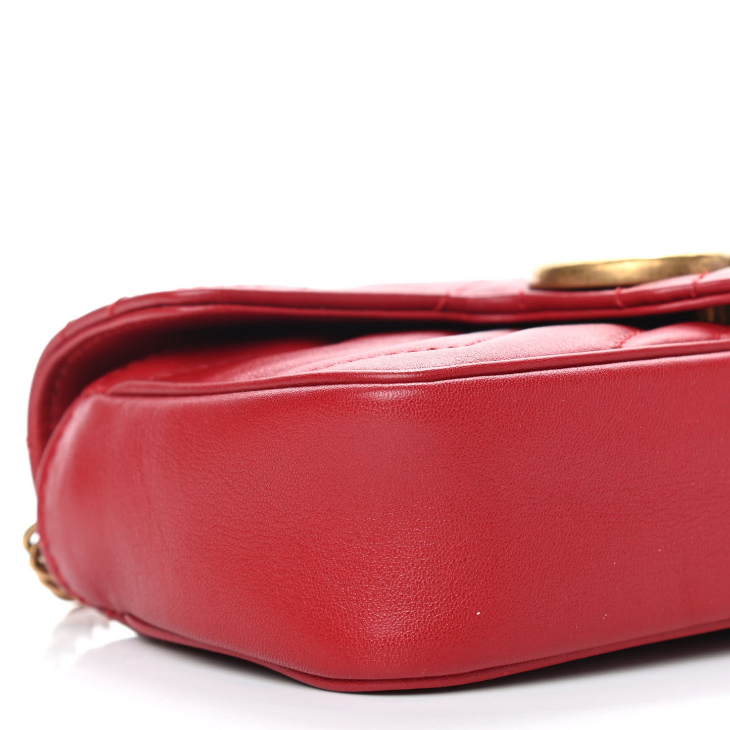 Calfskin Matelasse Super Mini GG Marmont Shoulder Bag Hibiscus Red