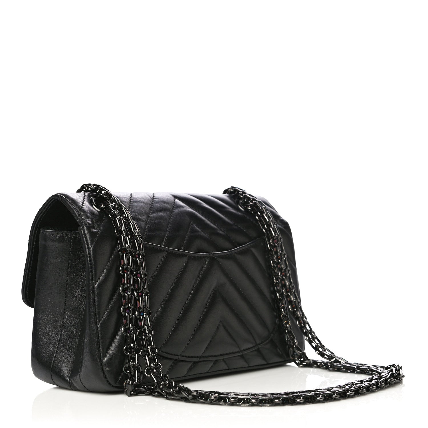 Chanel Aged Calfskin Chevron Quilted 2.55 Reissue Mini Flap So Black 3 of 10