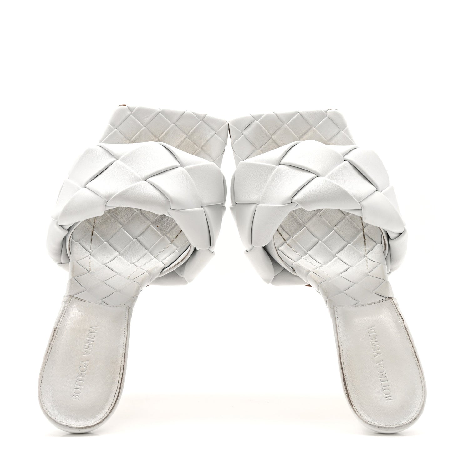 Nappa Maxi Intrecciato Lido Mule Sandals 41 Optic White