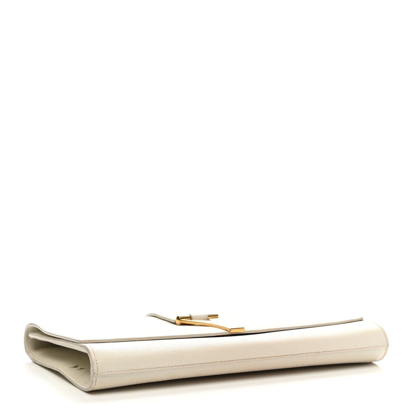 Textured Calfskin Classic Y Ligne Clutch White