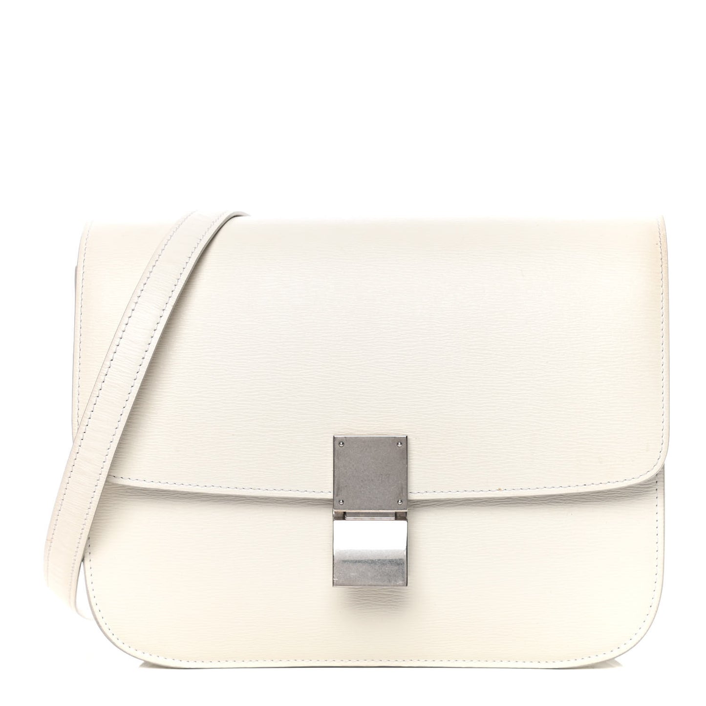 Liege Calfskin Medium Classic Box Flap Bag White