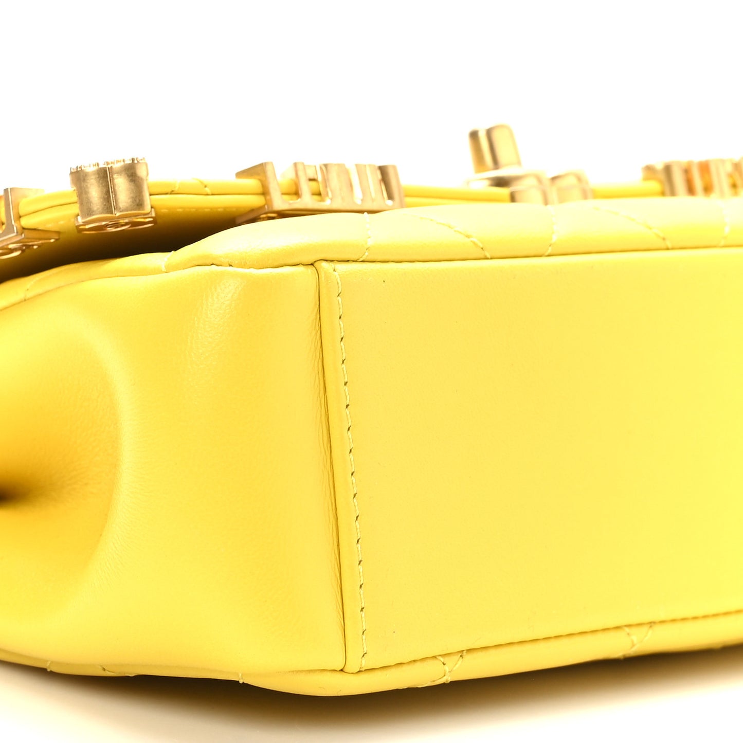 Lambskin Enamel Strass Quilted Mini Paris Monaco Flap Yellow