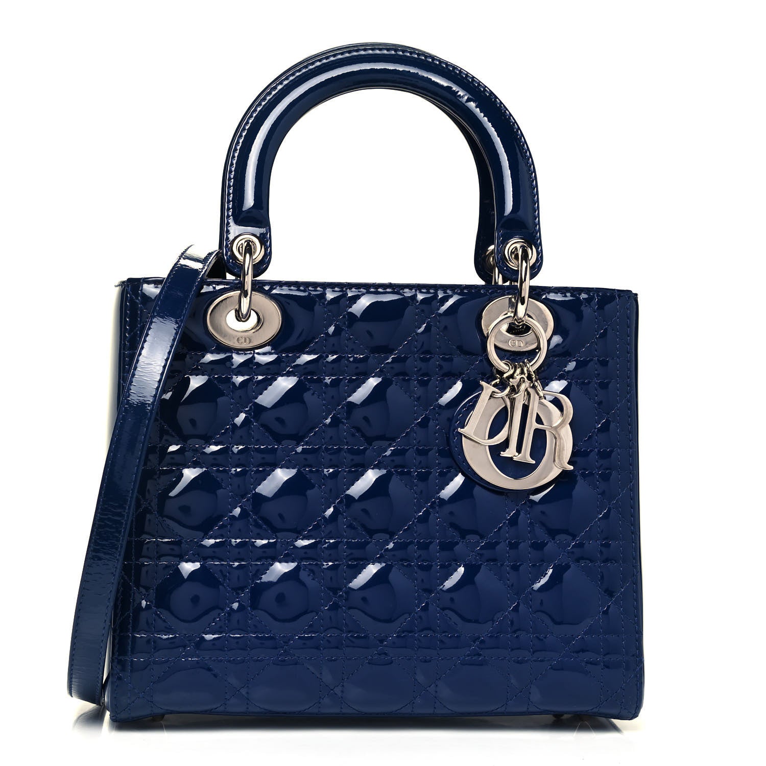Christian Dior Patent Cannage Medium Lady Dior Blue 1 of 7