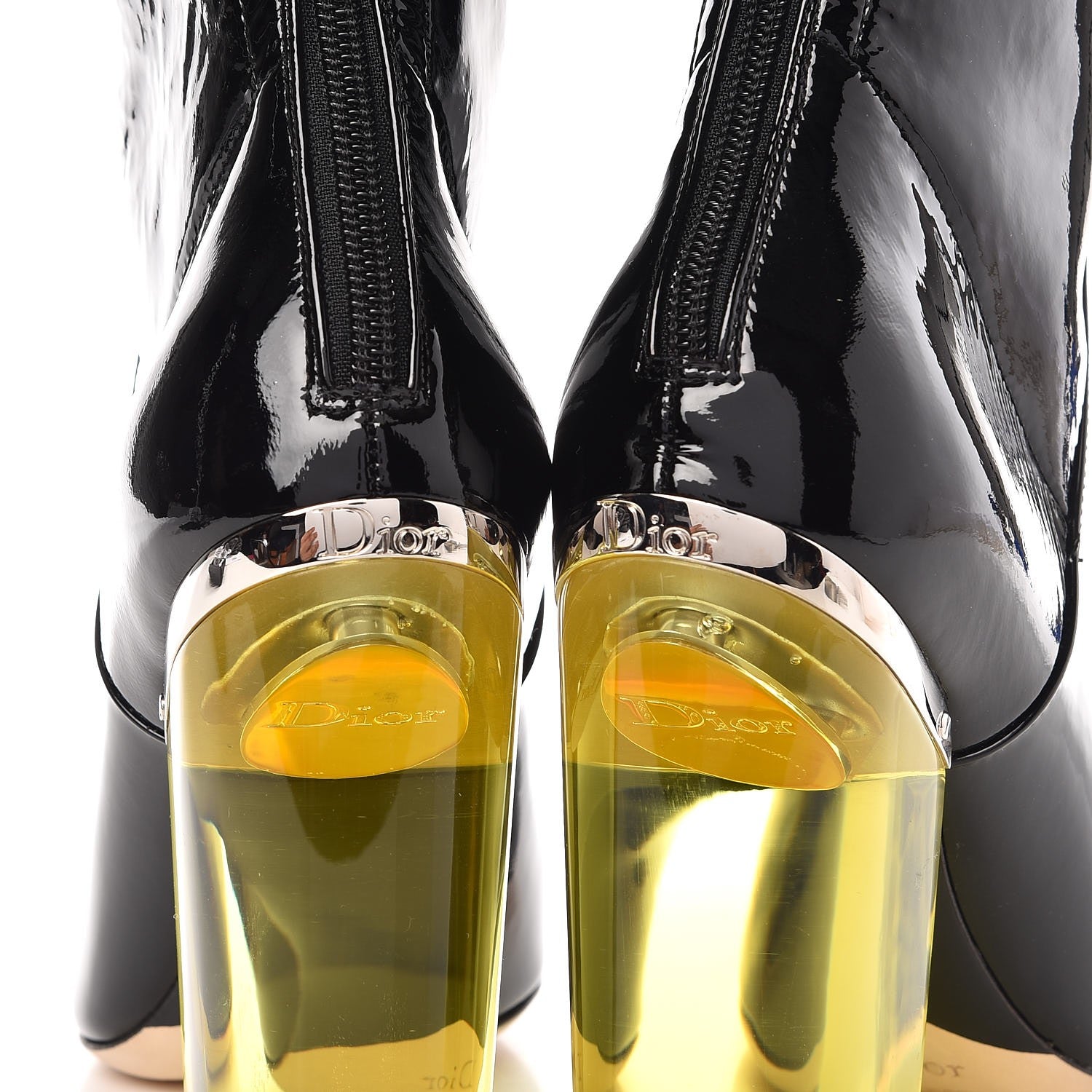 Christian Dior Patent Lucite Crystal Short Boots 35 Black 6 of 9