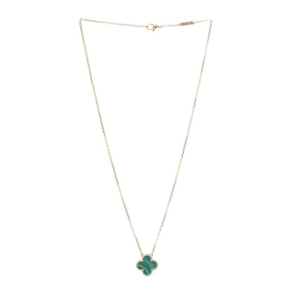 Van Cleef & Arpels 18K Yellow Gold Malachite Vintage Alhambra Pendant Necklace 3 of 8