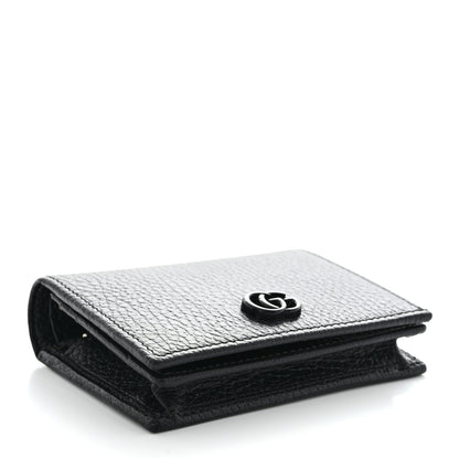 Gucci Dollar Calfskin Enamel Monochrome GG Marmont Card Case Black 4 of 11