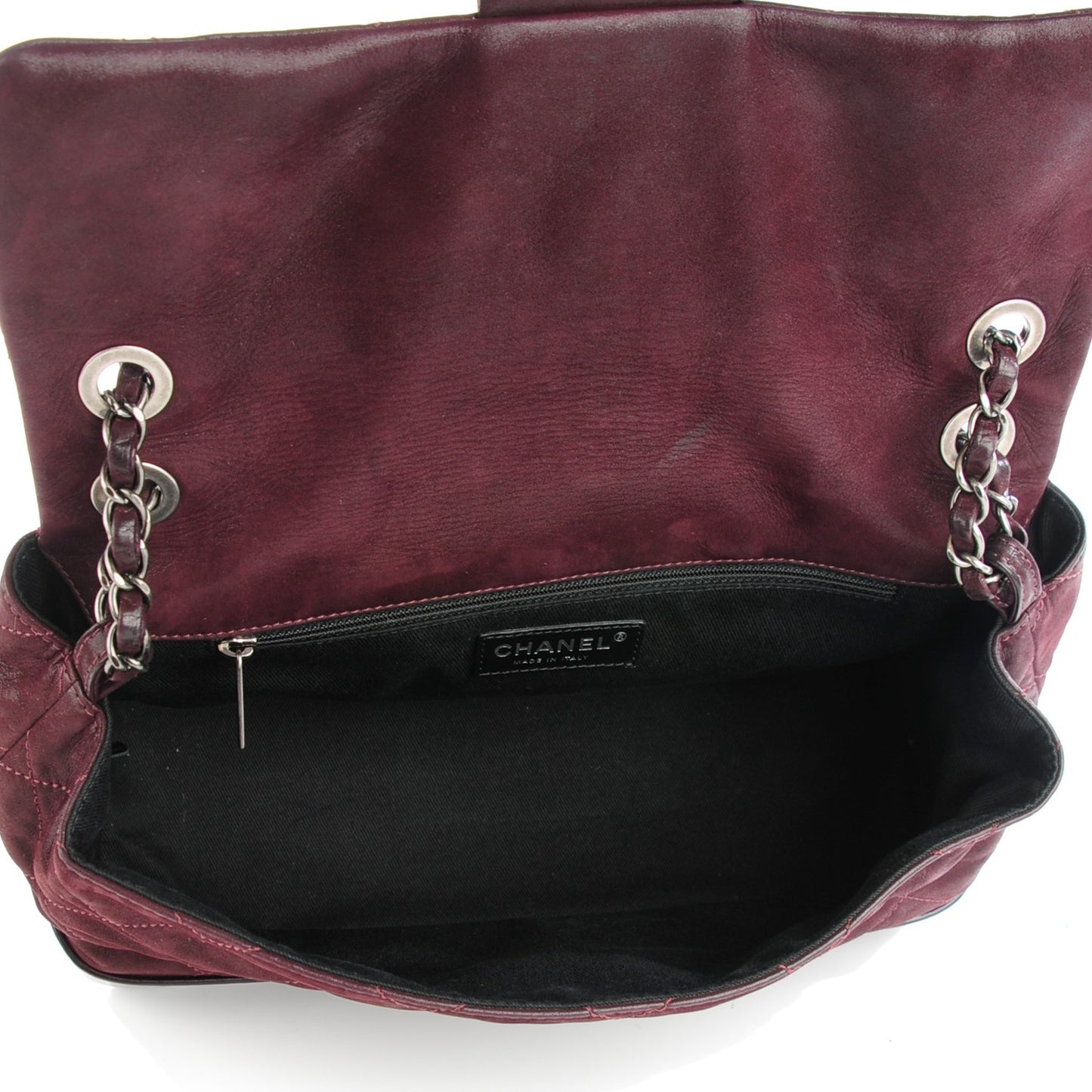 Iridescent Calfskin Quilted VIP Flap Bordeaux