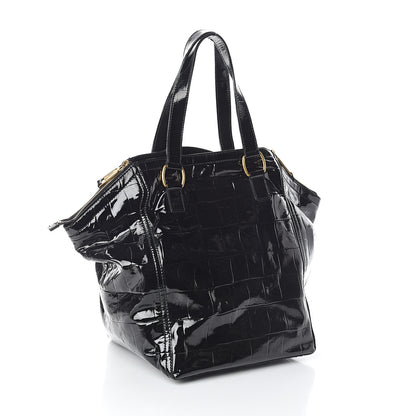 Saint Laurent Patent Crocodile Embossed Medium Downtown Tote Black 2 of 8