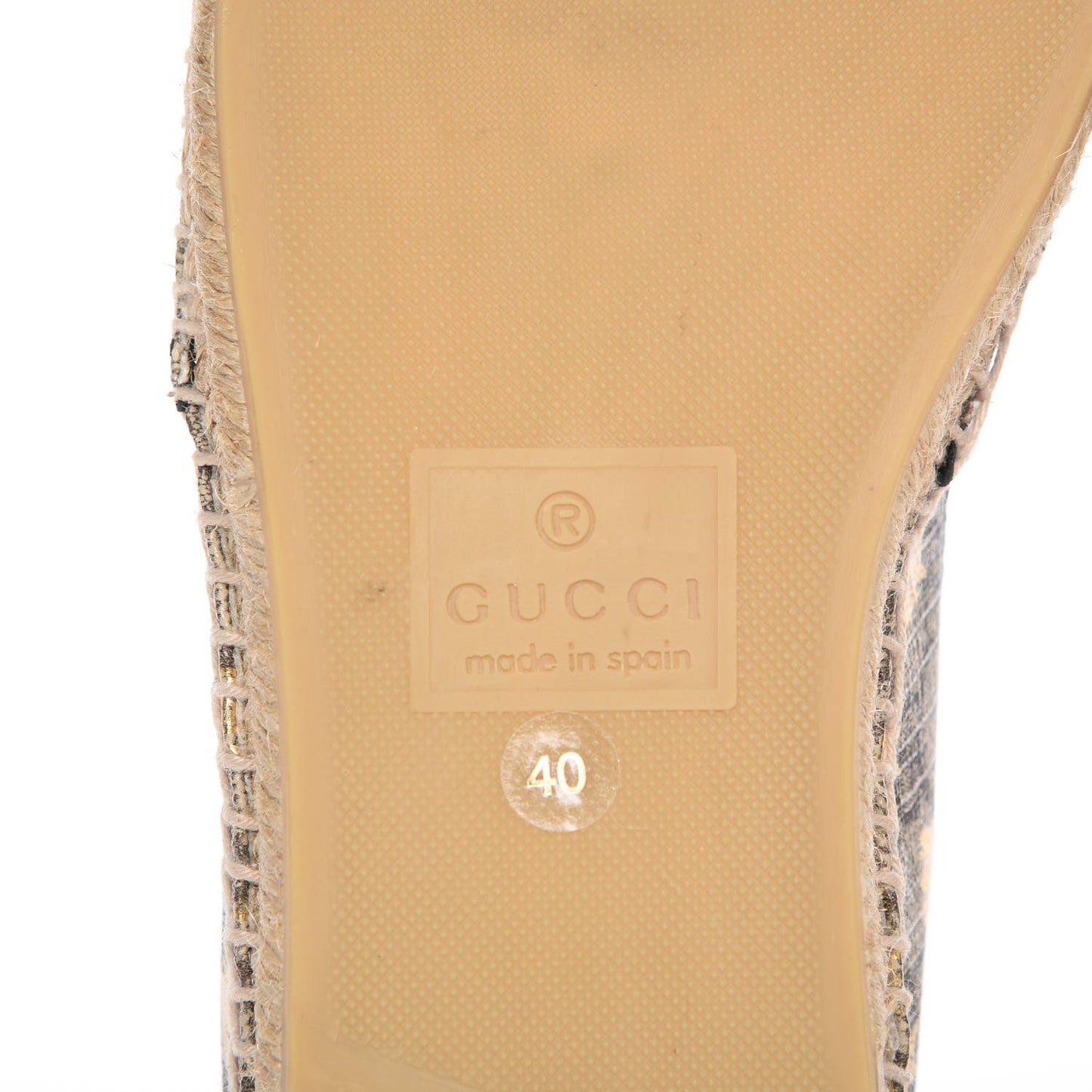 GG Supreme Monogram Bees Espadrille Flats 40 Beige Ebony Oro Black