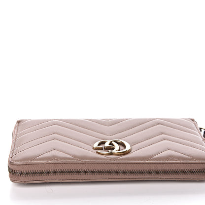 Gucci Calfskin Matelasse GG Marmont Zip Around Organizer Wallet Porcelain Rose 9 of 17
