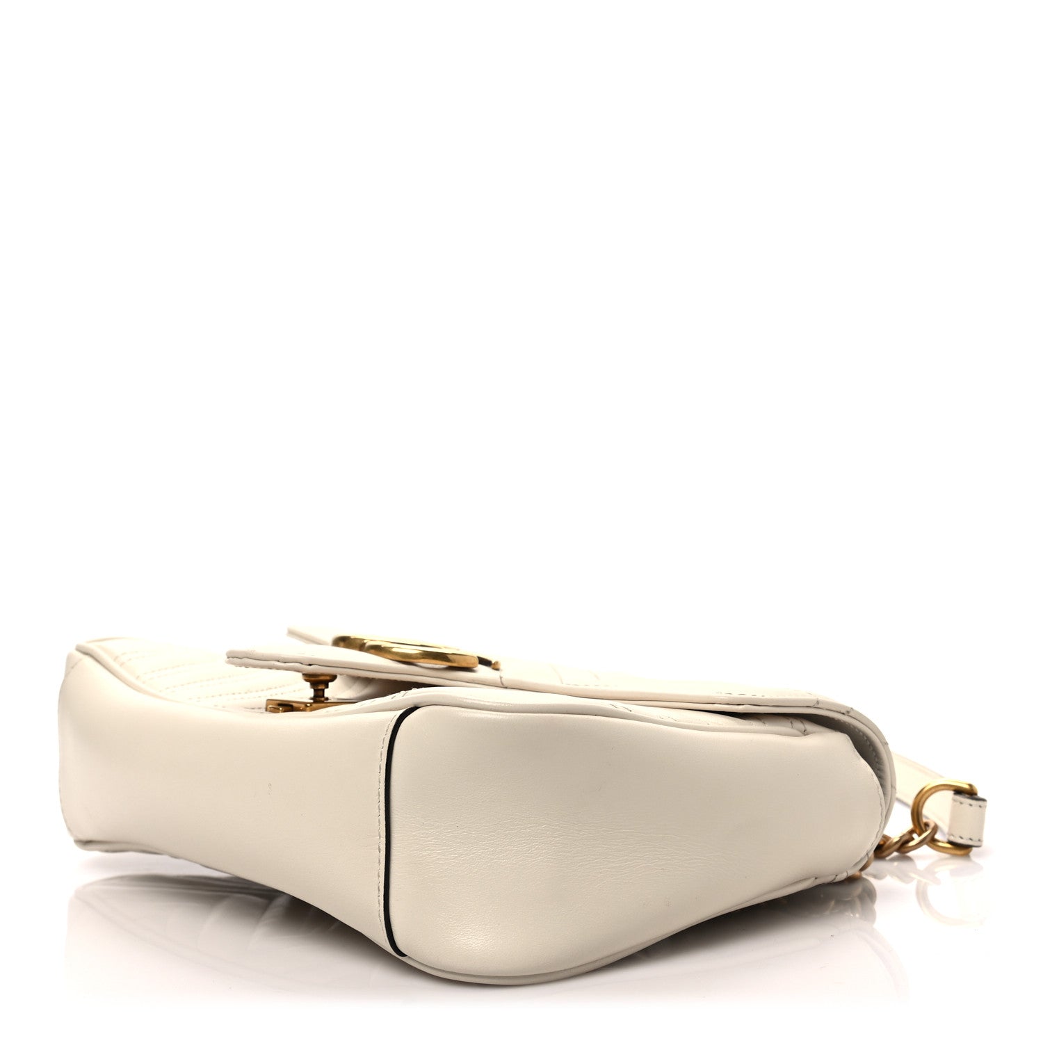 Gucci Calfskin Matelasse Small GG Marmont Shoulder Bag White 7 of 8