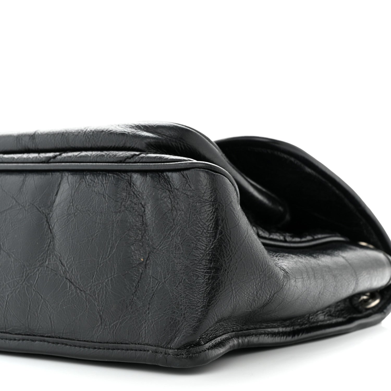 Saint Laurent Crinkled Calfskin Matelasse Monogram Medium Niki Chain Satchel Black 10 of 11