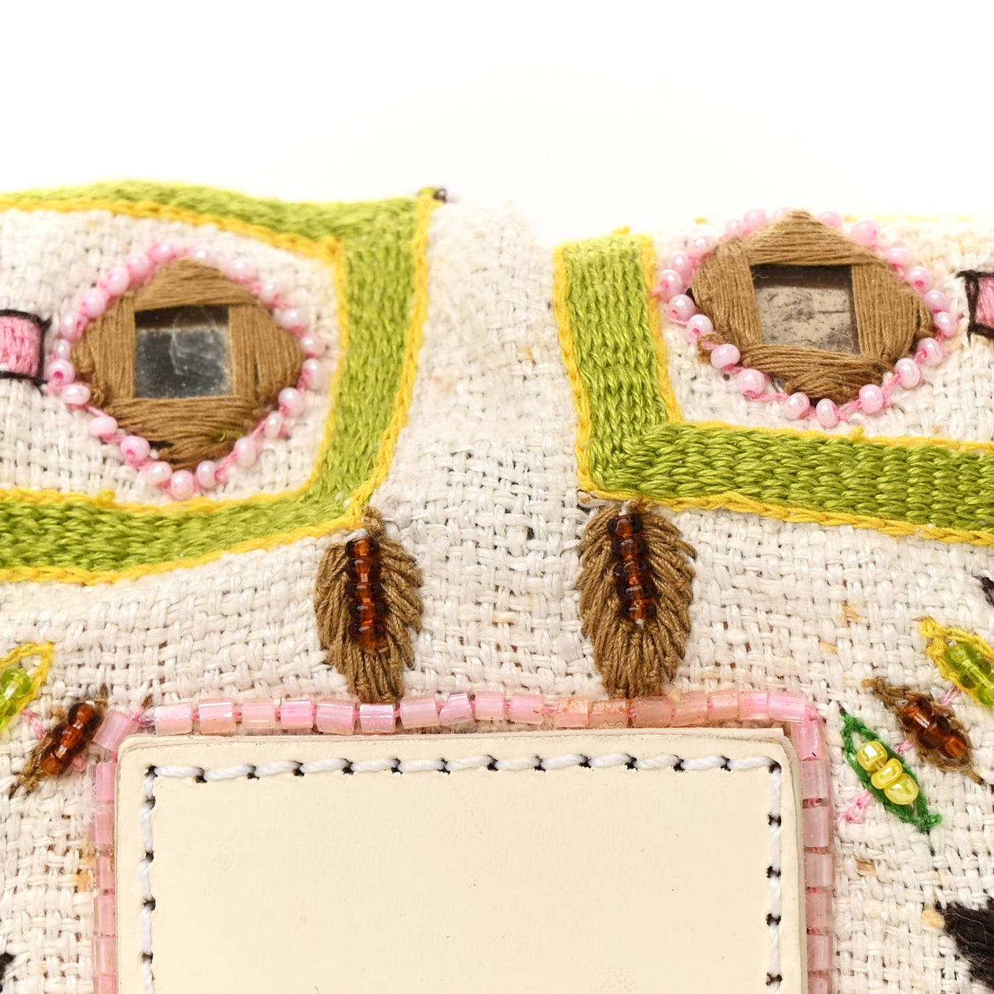 Canvas Beaded Baguette White Multicolor