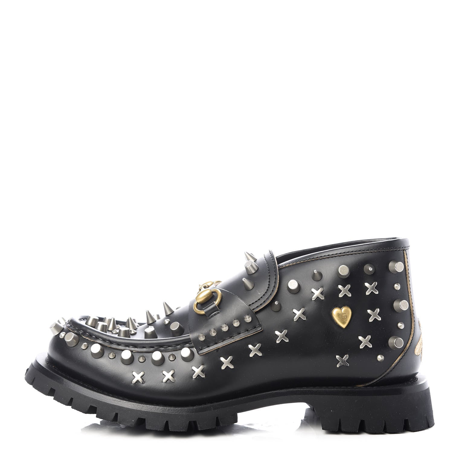 Gucci Cordovan Lux Studded Mens Harald Horsebit Ankle Boots 8.5 Black 1 of 11