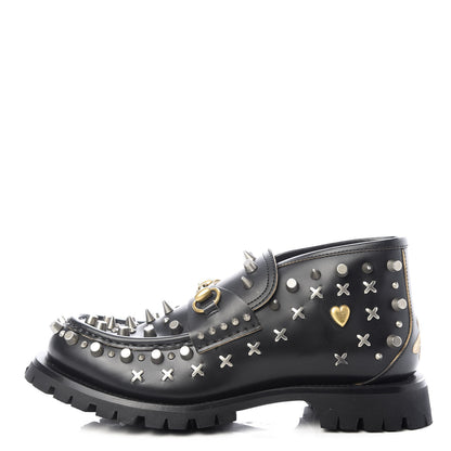 Gucci Cordovan Lux Studded Mens Harald Horsebit Ankle Boots 8.5 Black 1 of 11