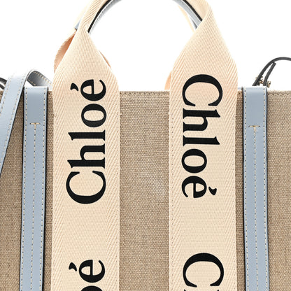 Chloe Cotton Calfskin Small Woody Ribbon Tote With Strap Light Blue 8 of 13