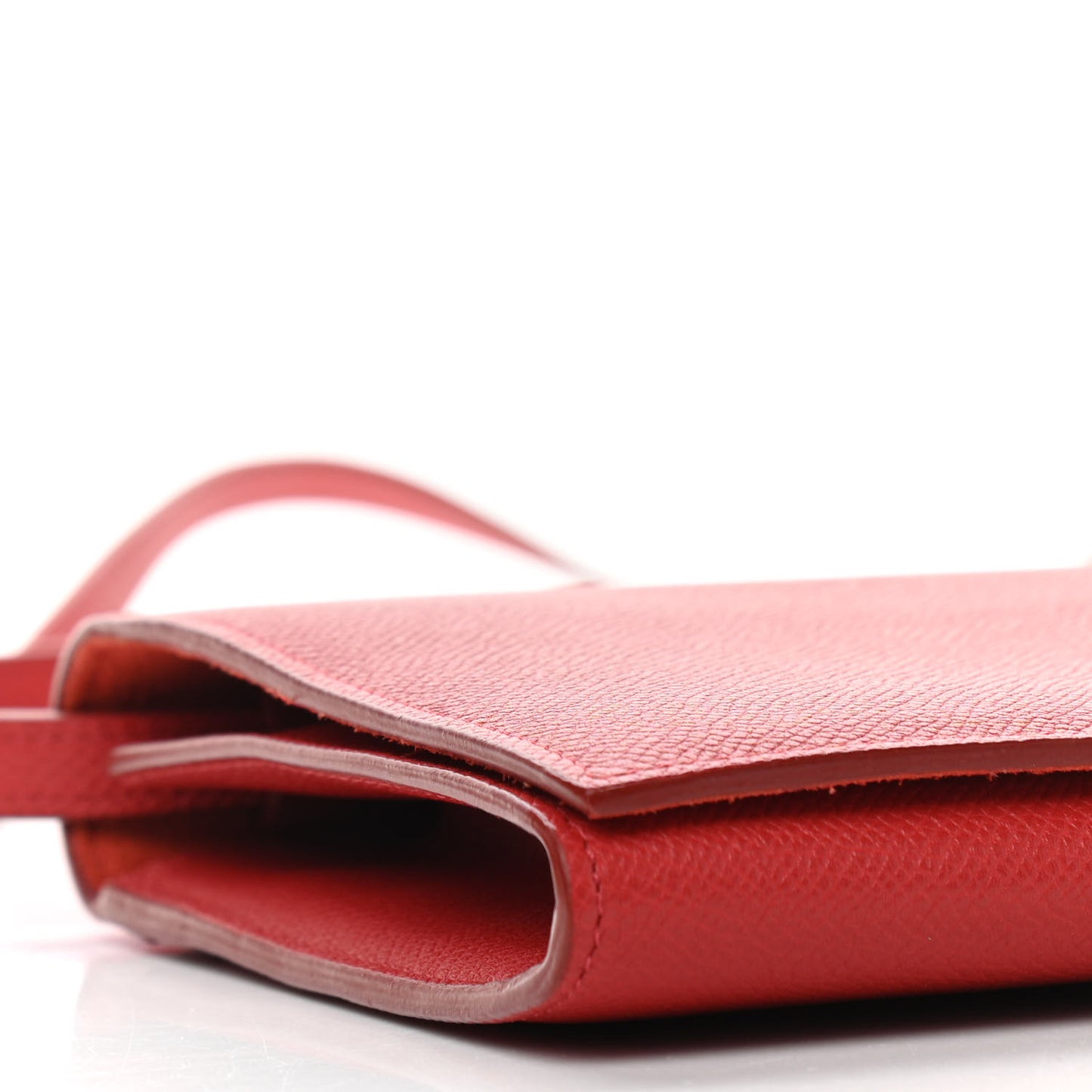 Grained Calfskin Clutch On Strap Bag Scarlet