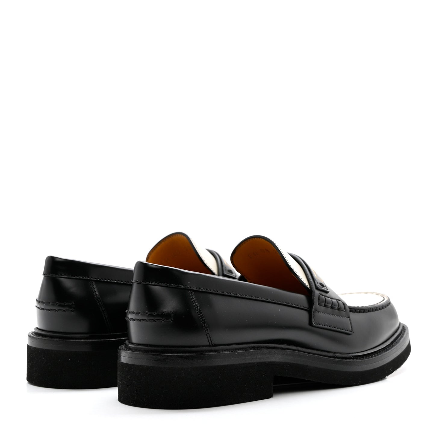 Brushed Calfskin Boy Loafers 35.5 Black White