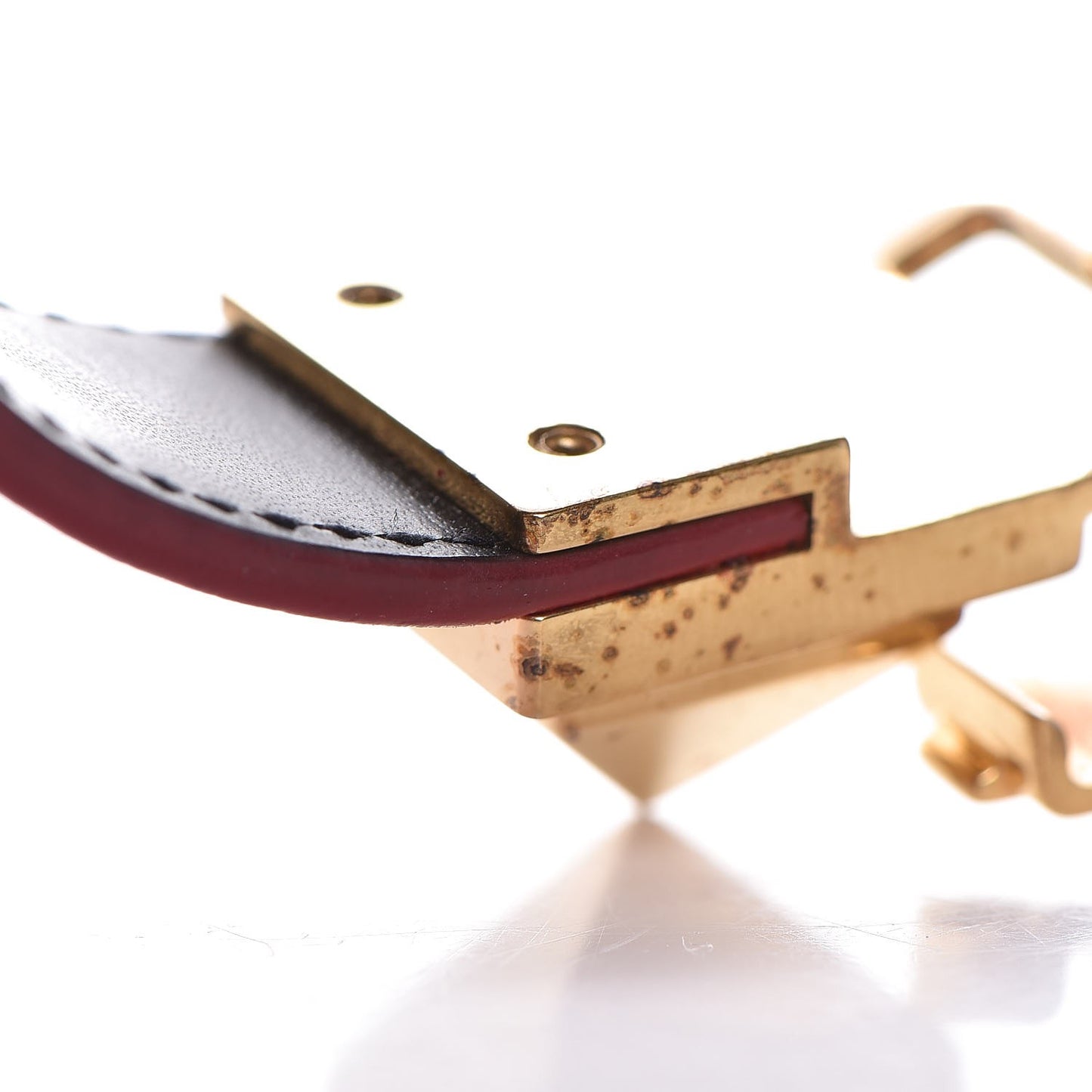 Calfskin Pyramid Stud Bracelet Red Gold