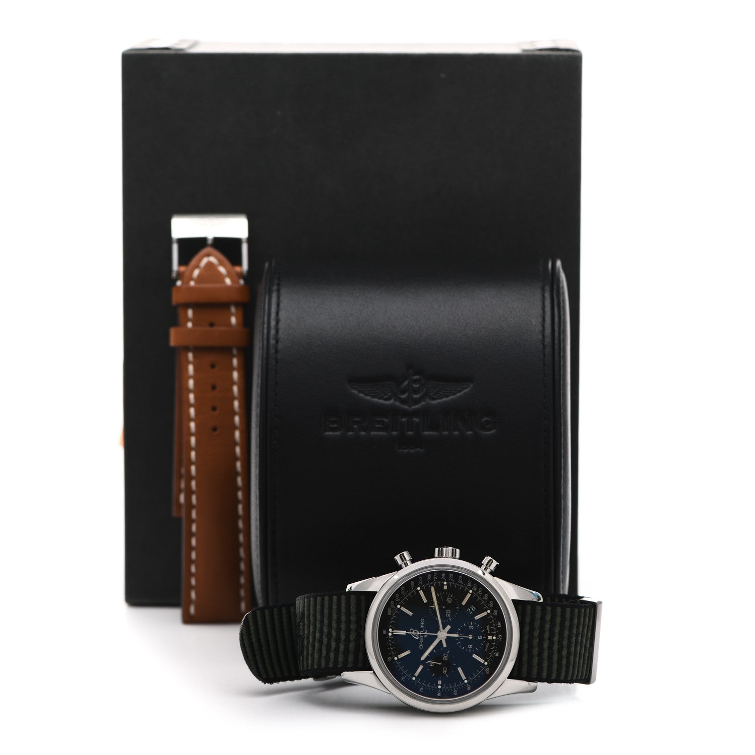 Breitling Stainless Steel 43mm Transocean Automatic Chronograph Watch Green Nato AB015212 6 of 6