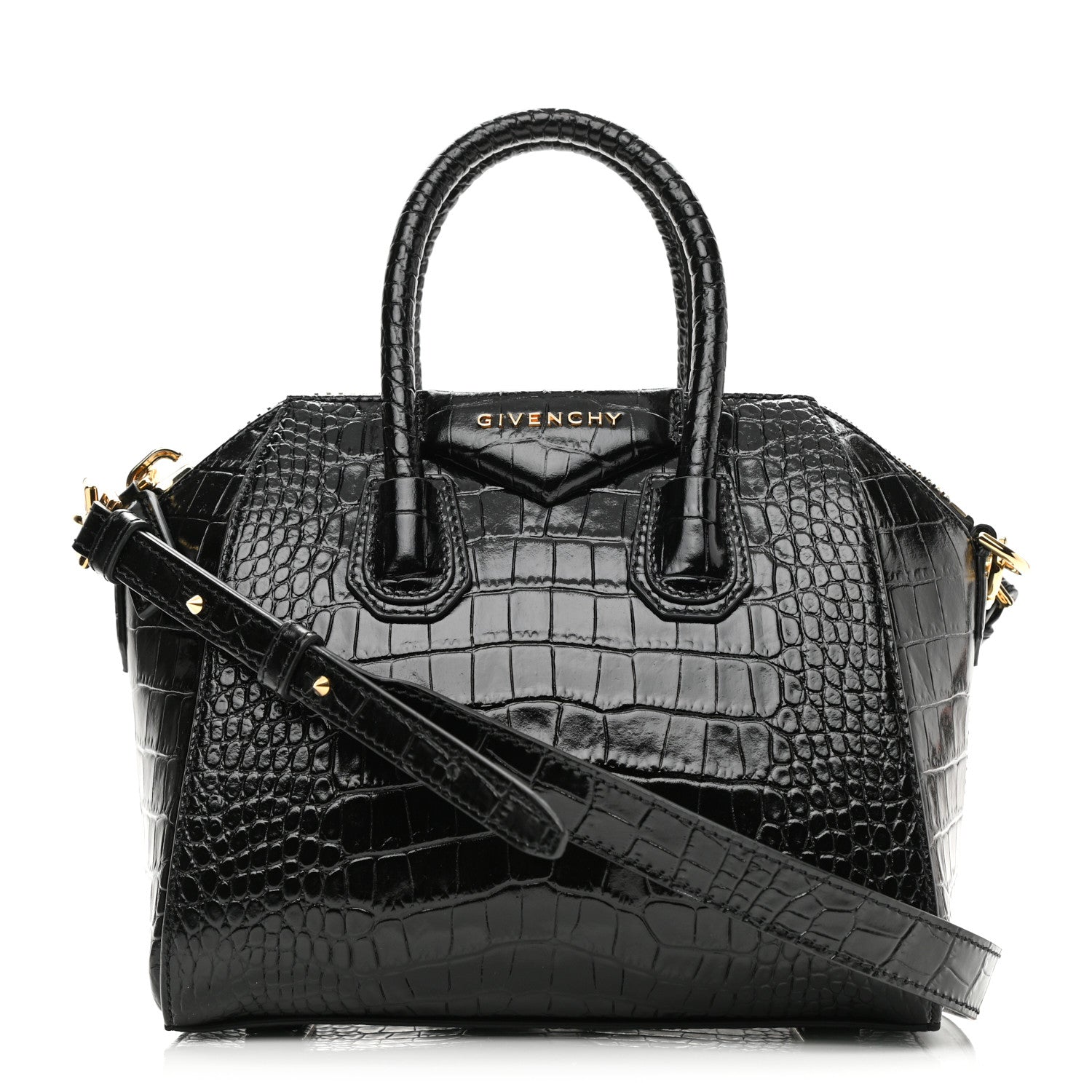 Givenchy Calfskin Crocodile Embossed Mini Antigona Black 1 of 10