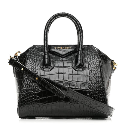 Givenchy Calfskin Crocodile Embossed Mini Antigona Black 1 of 10