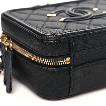 Chanel Caviar Quilted Small CC Filigree Vanity Case Black 9 of 10