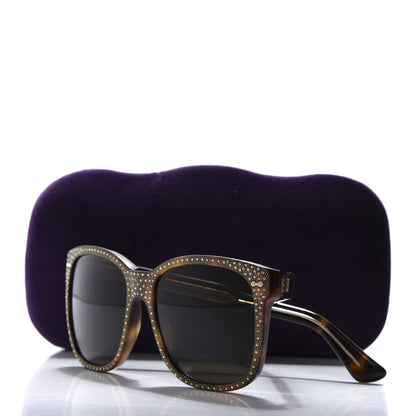 Gucci Rhinestone Acetate Square Sunglasses GG0047S Tortoise 8 of 8