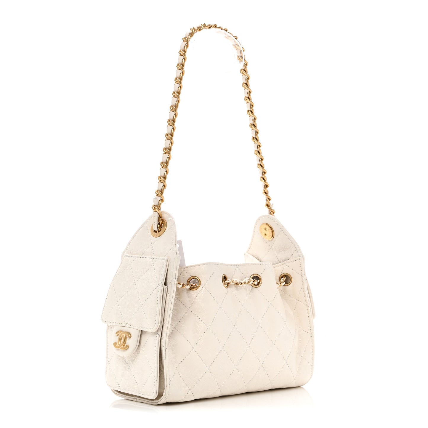 Caviar Quilted Mini Chanel 25 Handbag White