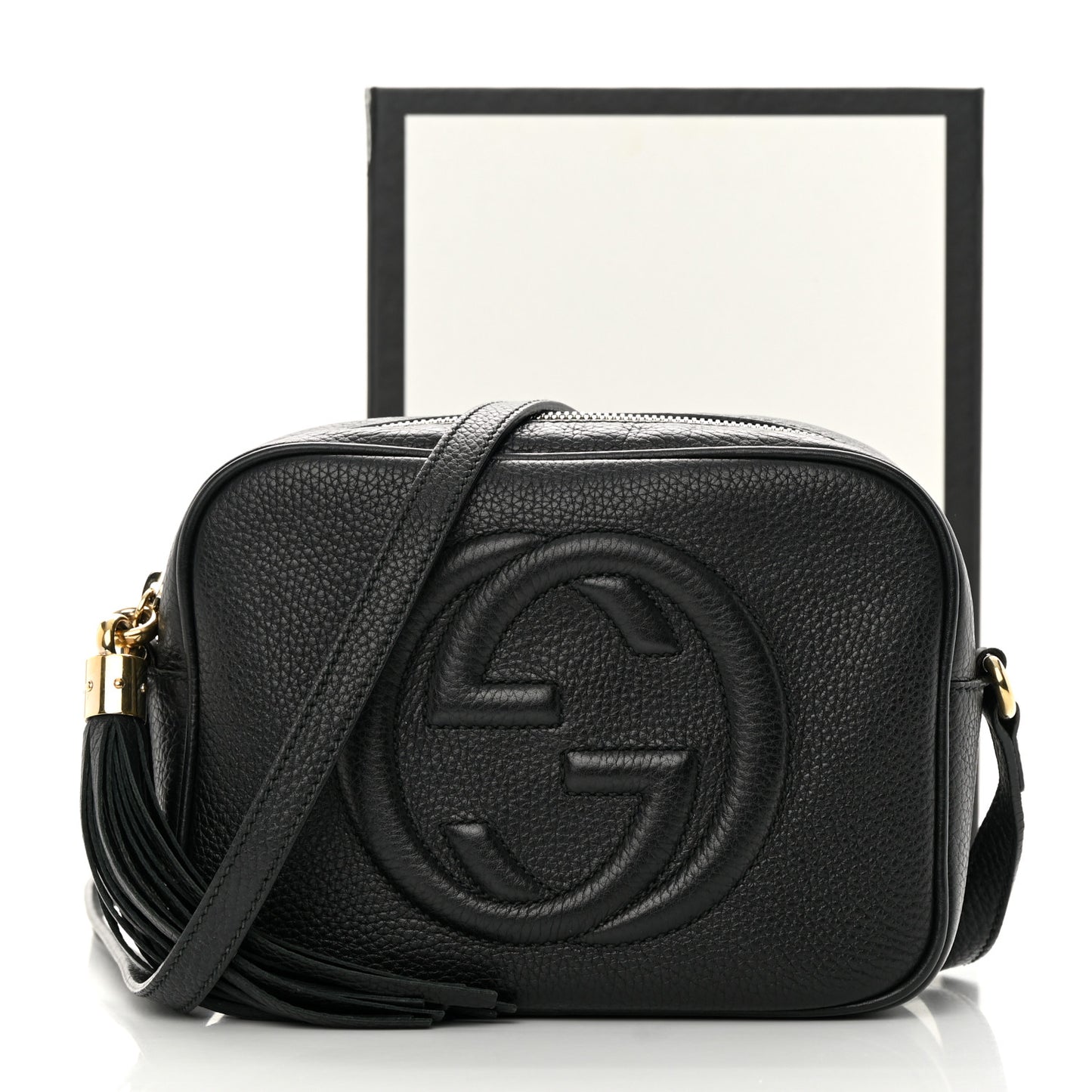 Pebbled Calfskin Small Soho Disco Bag Black