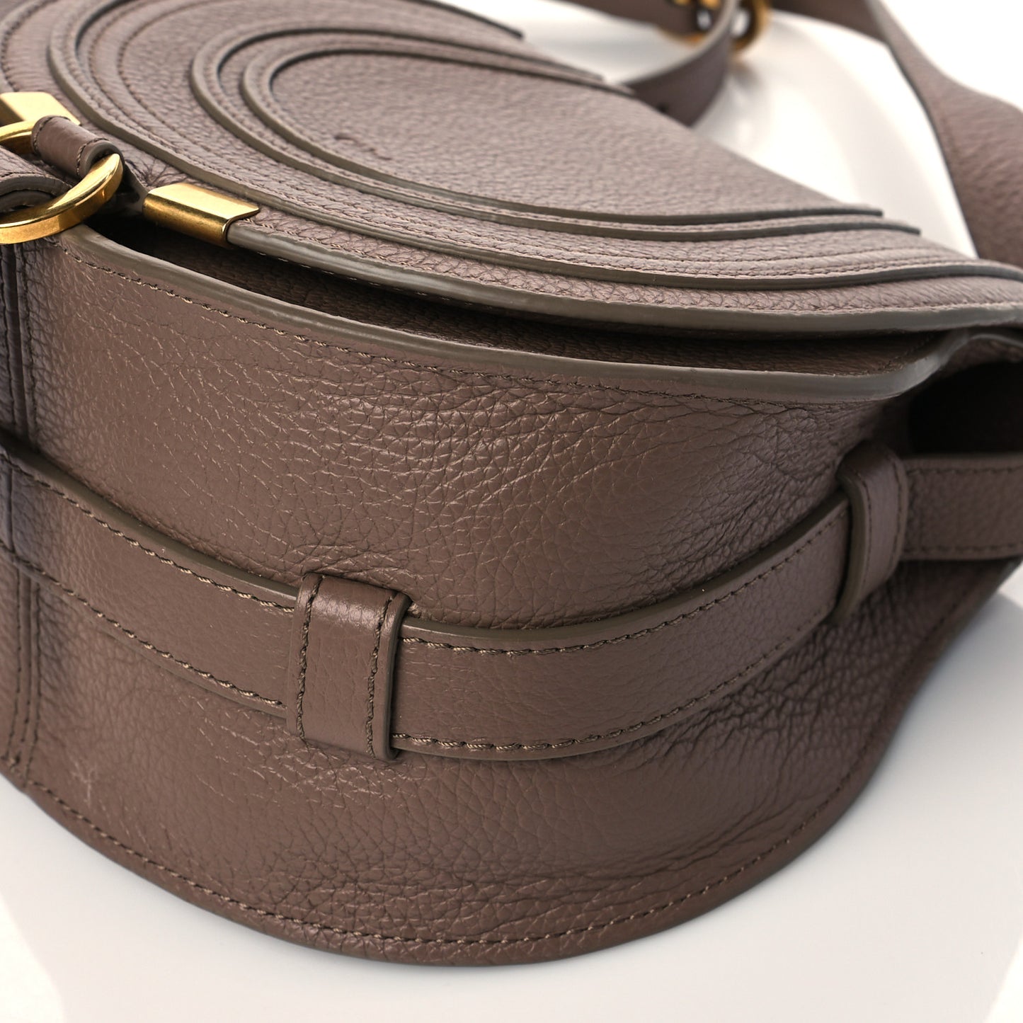 Calfskin Mini Marcie Round Crossbody Bag Desert Taupe