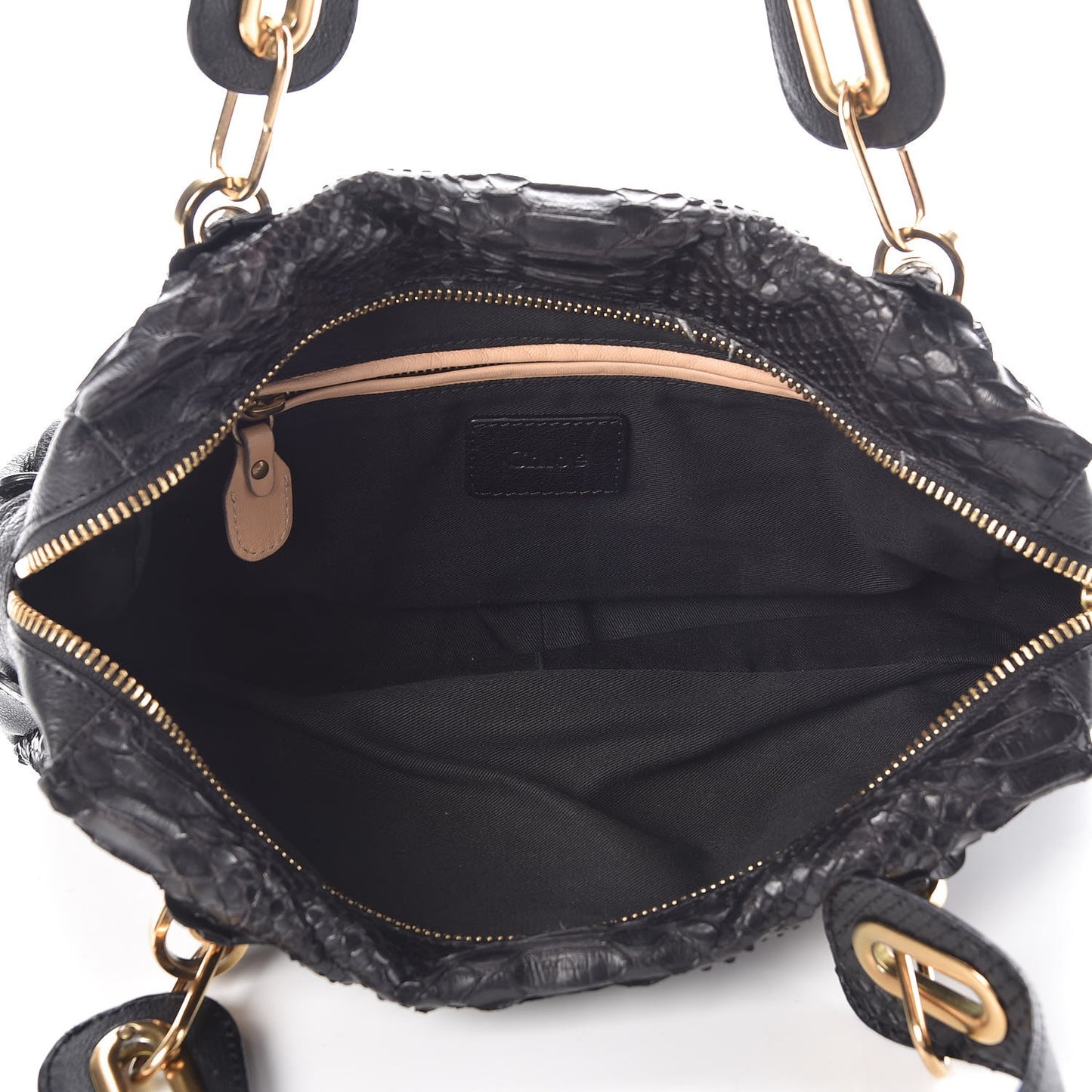 Python Calfskin Paraty East West Shoulder Bag Black