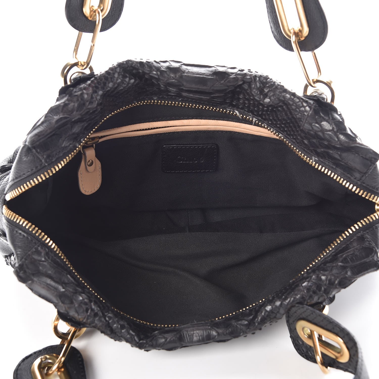 Chloe Python Calfskin Paraty East West Shoulder Bag Black 5 of 12