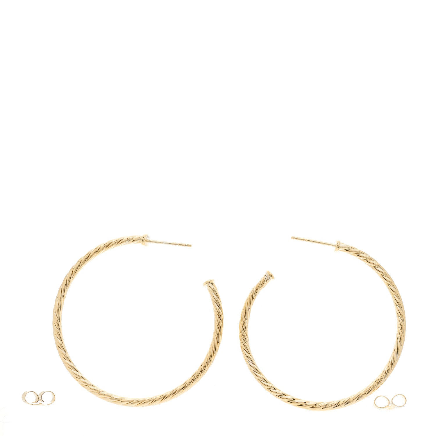 David Yurman 18K Yellow Gold Medium Cablespira Hoop Earrings 3 of 6