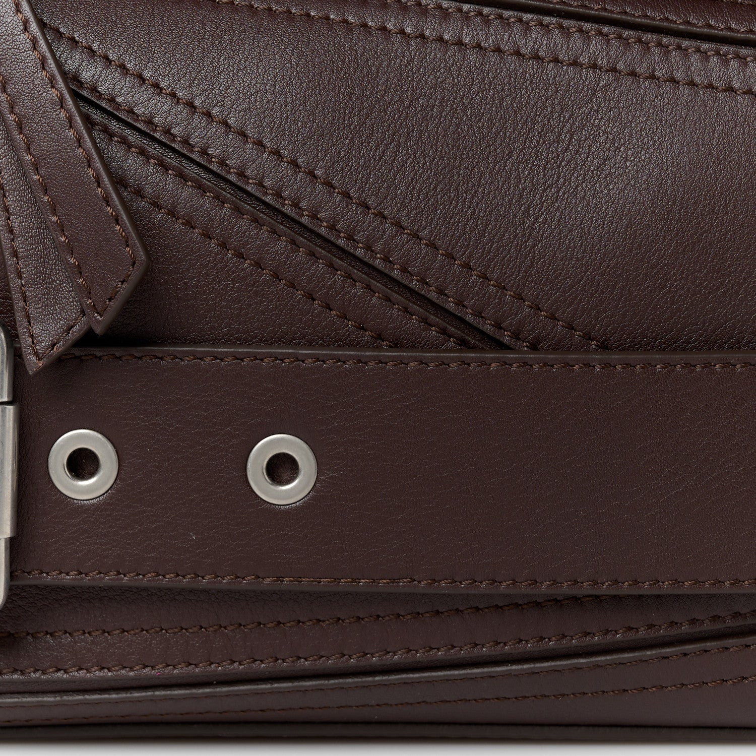 Loewe Shiny Calfskin Small Puzzle Biker Bag Dark Brown 9 of 11