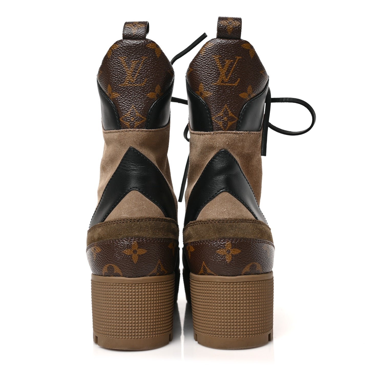 Suede Calfskin Monogram Laureate Platform Desert Boots 40 Taupe