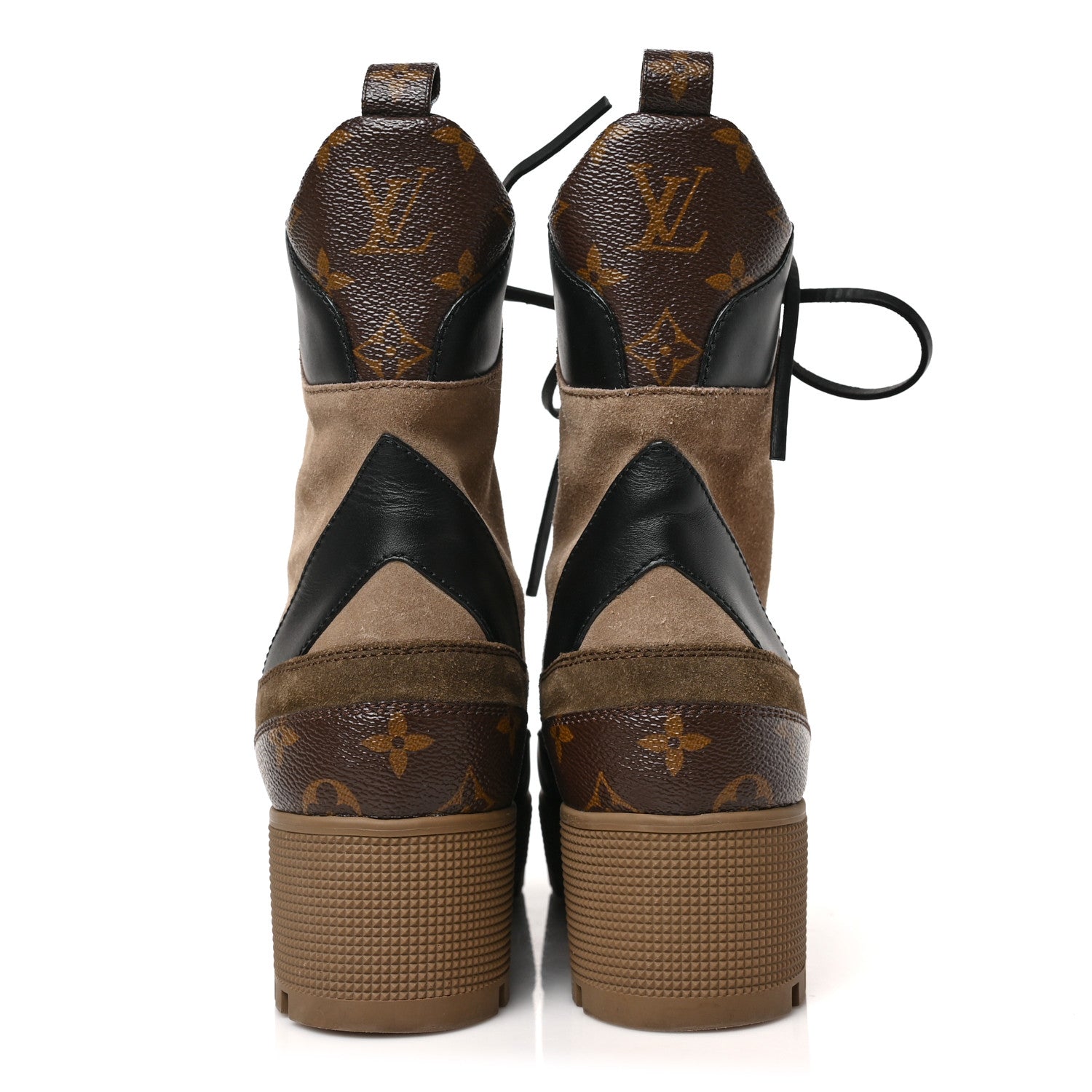 Louis Vuitton Suede Calfskin Monogram Laureate Platform Desert Boots 40 Taupe 5 of 8