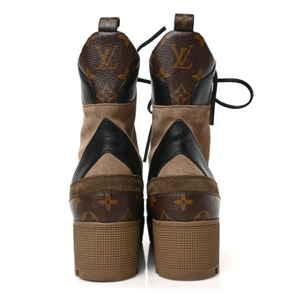 Louis Vuitton Suede Calfskin Monogram Laureate Platform Desert Boots 40 Taupe 5 of 8