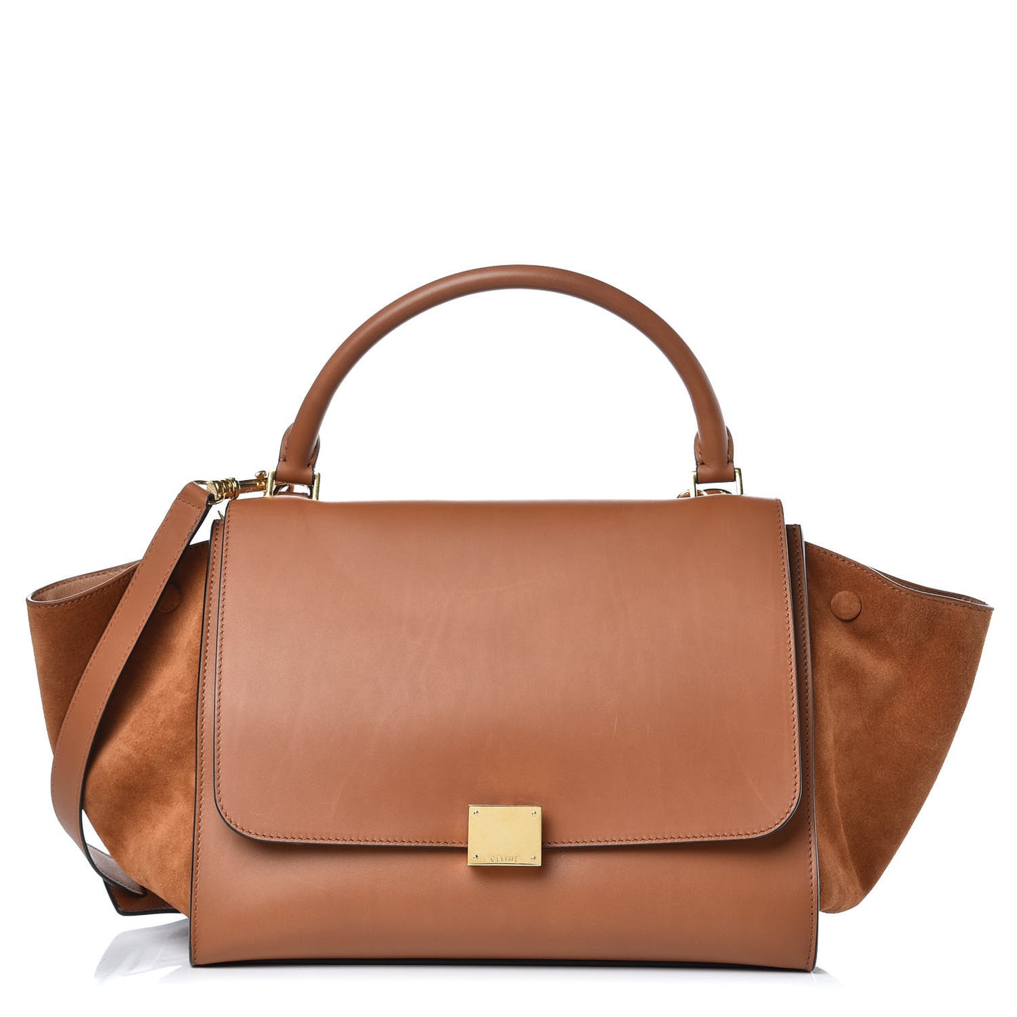 Natural Calfskin Suede Medium Trapeze Tan