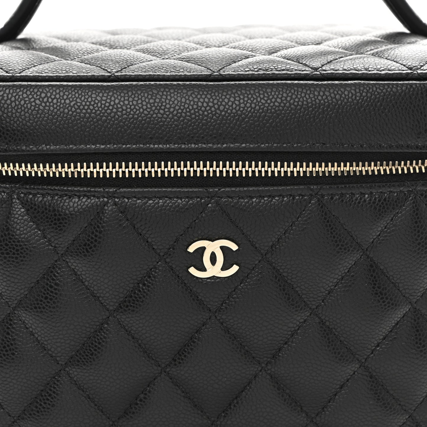 Caviar Quilted Large Vanity Pouch Black