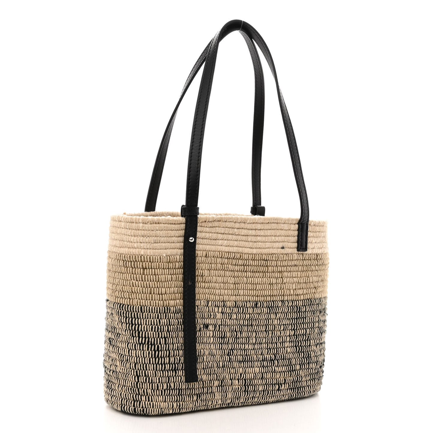 Raffia Square Small Basket Tote Bag Ombre Black