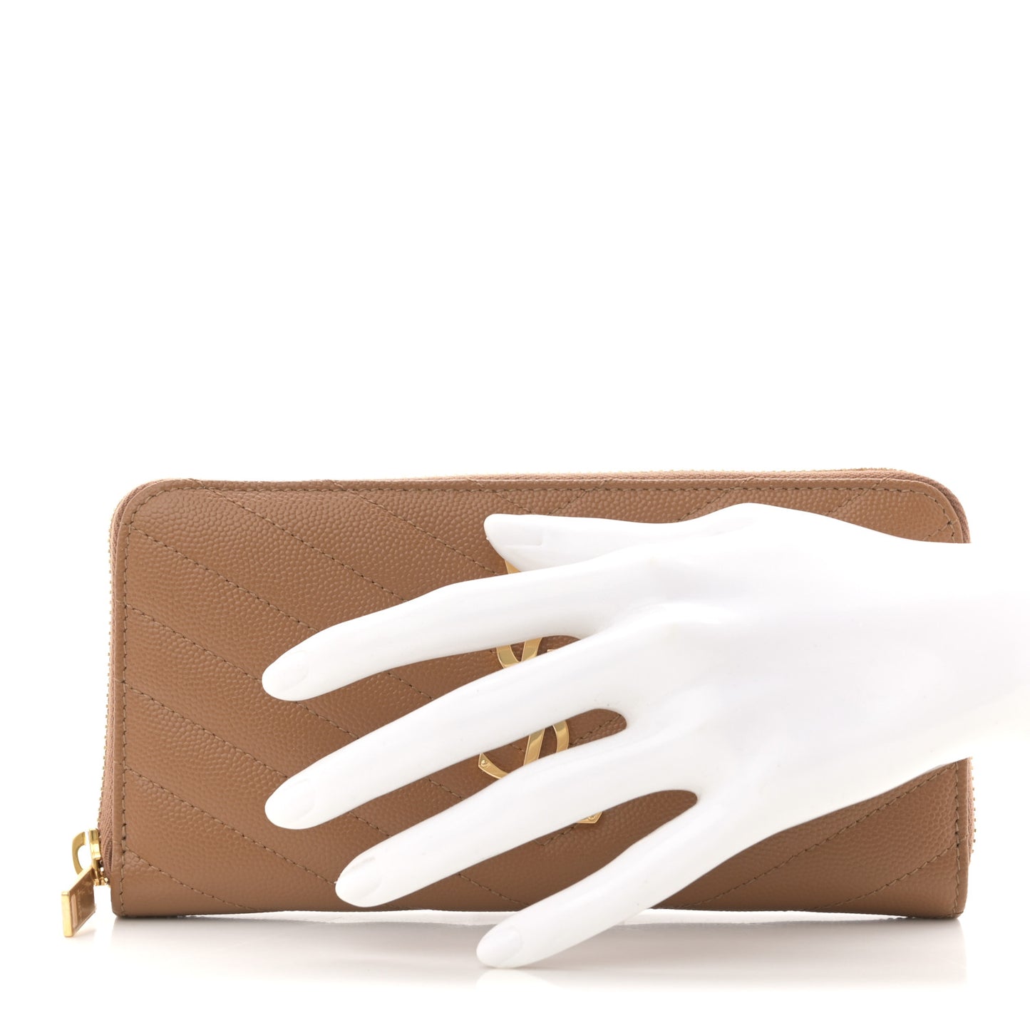 Grain De Poudre Matelasse Chevron Monogram Zip Around Wallet Naturel Dark