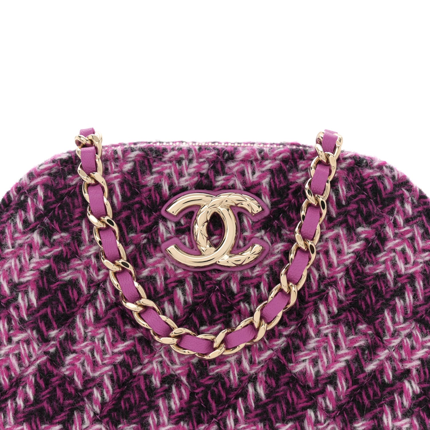Chanel Tweed Quilted Mini Clutch With Chain Purple 8 of 10
