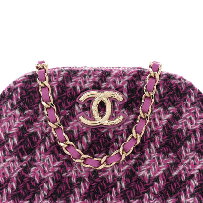 Chanel Tweed Quilted Mini Clutch With Chain Purple 8 of 10